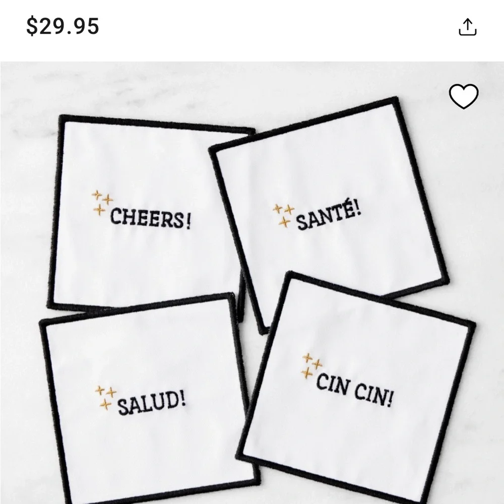 NWT Williams Sonoma Embroidered Coasters